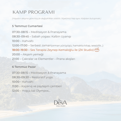 Duygu Afacan ile Yoga Tatili (3-6 Temmuz 2025)