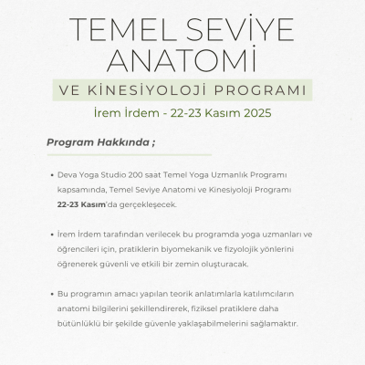 İrem İrdem ile Temel Seviye Anatomi ve Kinesiyoloji Programı (22-23 Kasım 2025)